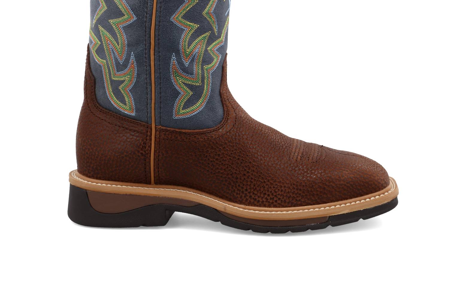 TWISTED X Men's Horseman Soft Toe Boot in navy peanut - men's boots - detail view