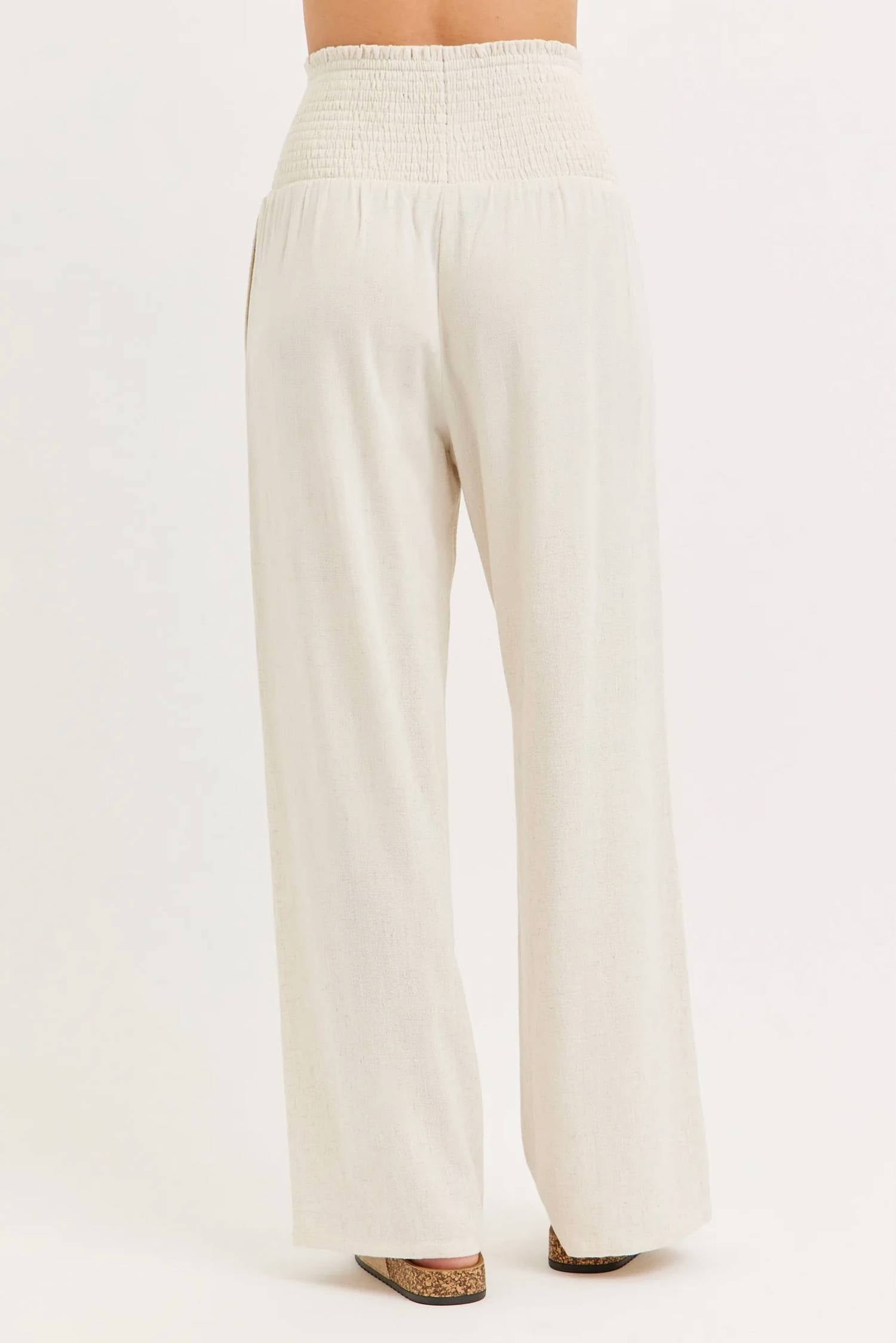 Sweet Lovely By Jen - Smock Waist Lined Blend Wide Leg High Rise Pants
