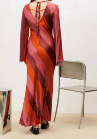 FRNCH Women's Labelle Dress in red stripe - women's long sleeve top - detail view