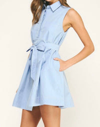 Liv - Contrast Top Stitch Mini Shirt Dress