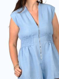 GLAM Jetset Romper in sky - women's pants - detail view