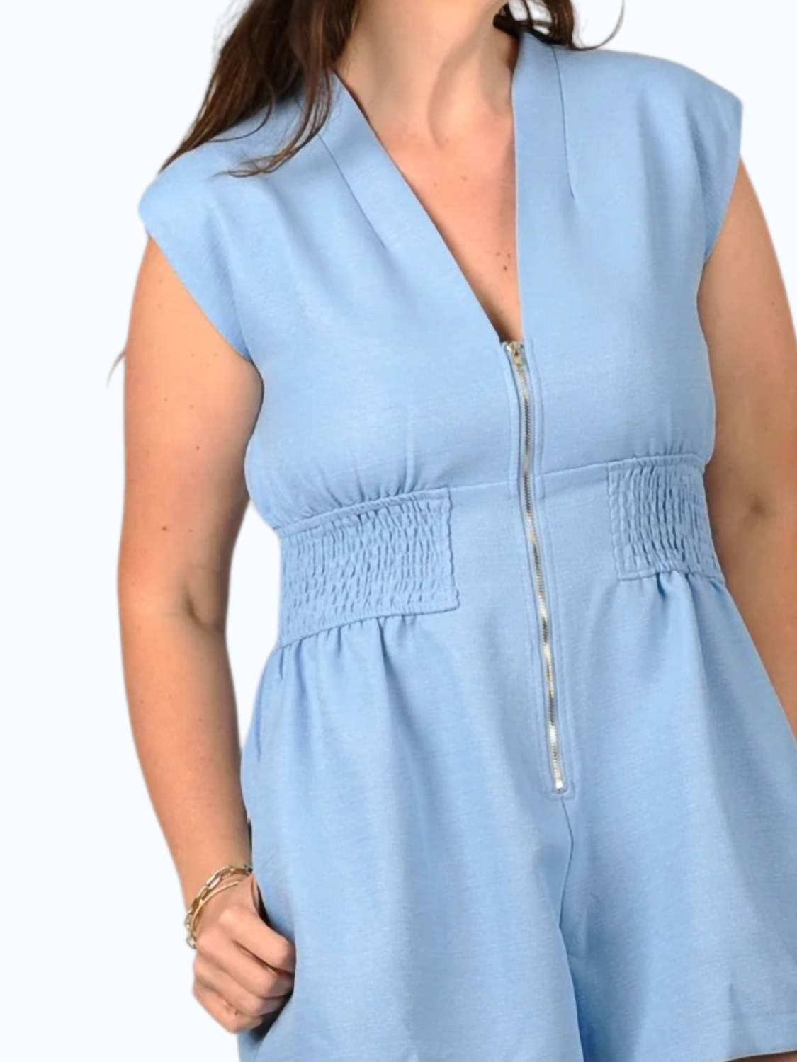 GLAM Jetset Romper in sky - women's pants - detail view