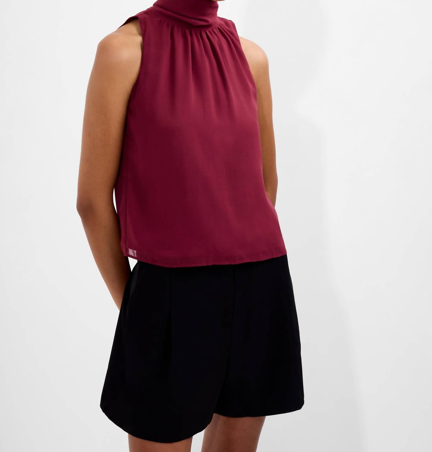 French Connection - Marina Chiffon Sleeveless Bow Top