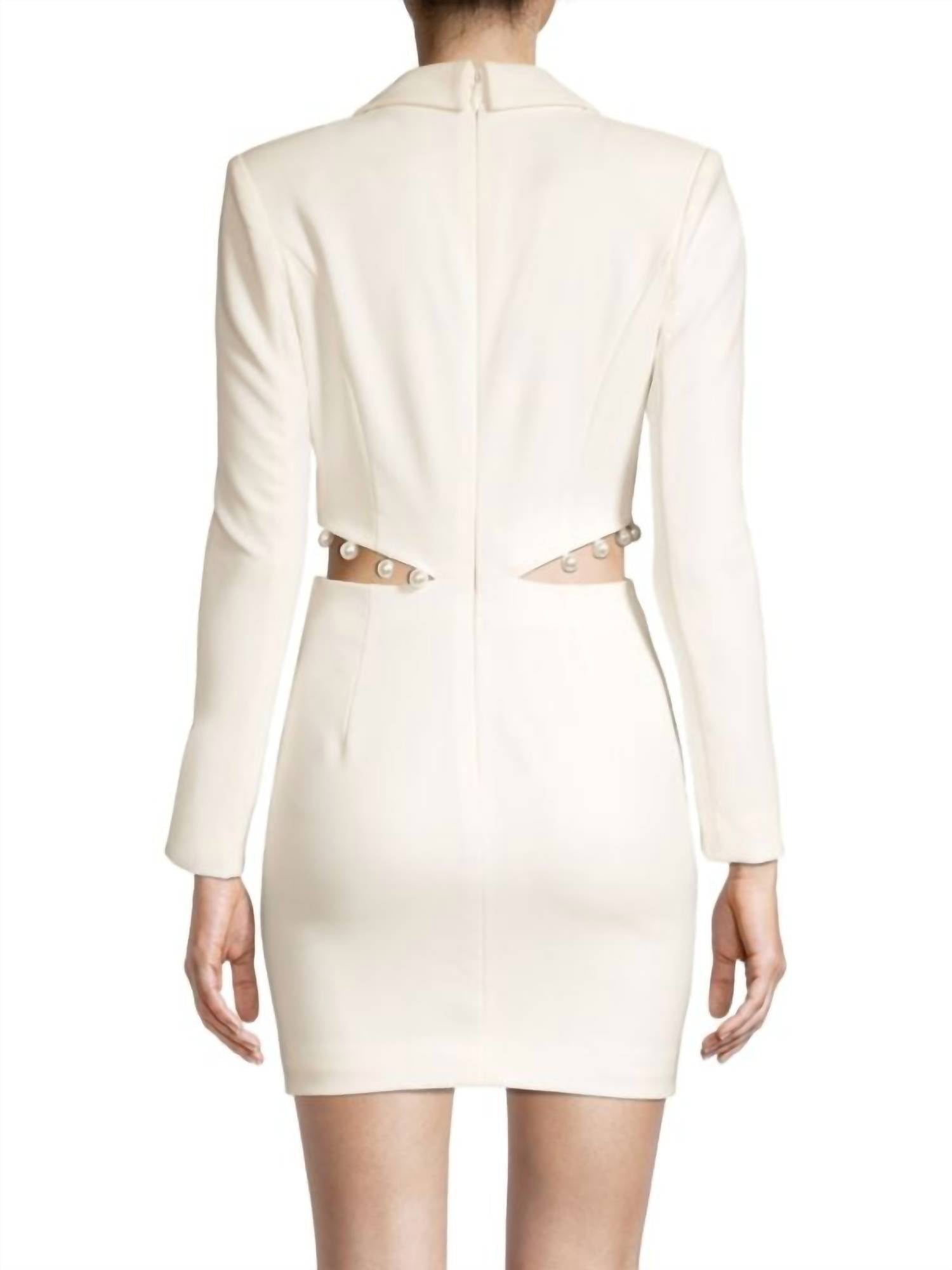 Lavish Alice - Cut-out Detail Blazer Dress With Pearl Trim