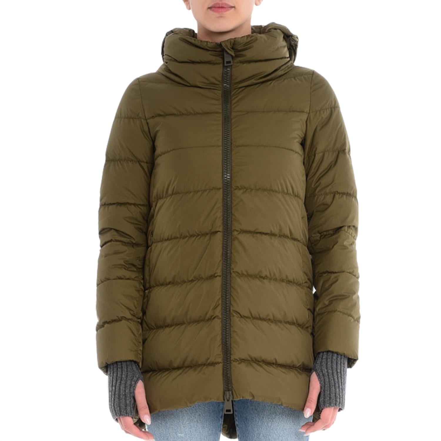 Herno Women's Hooded Down Jacket in military - women's jacket