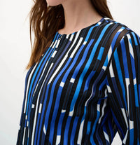 Joseph Ribkoff - Mesh And Satin Geometric Print Fitted Jacket Style