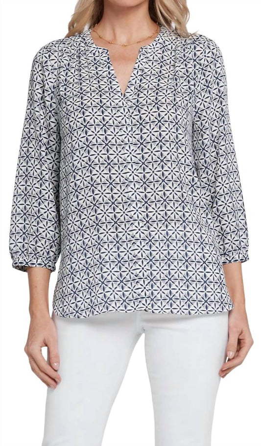 Nydj - Three-Quarter-Sleeved Pintuck Blouse