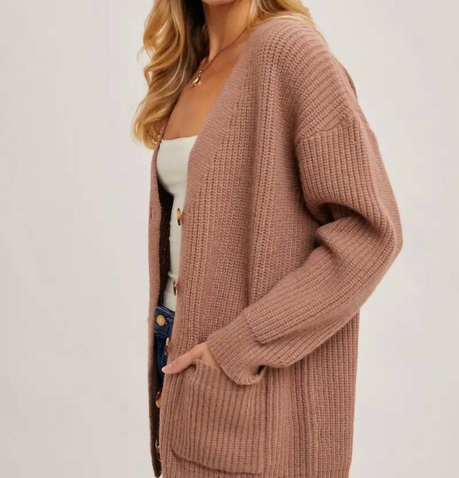 Bluivy - Button Down Ribbed Knit Sweater Cardigan