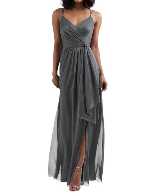 Belsoie - Tiffany Chiffon Long Bridesmaid Dress with V-neckline