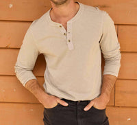 TOAD&CO Primo Long Sleeve Henley Top in basalt - men's long sleeve top