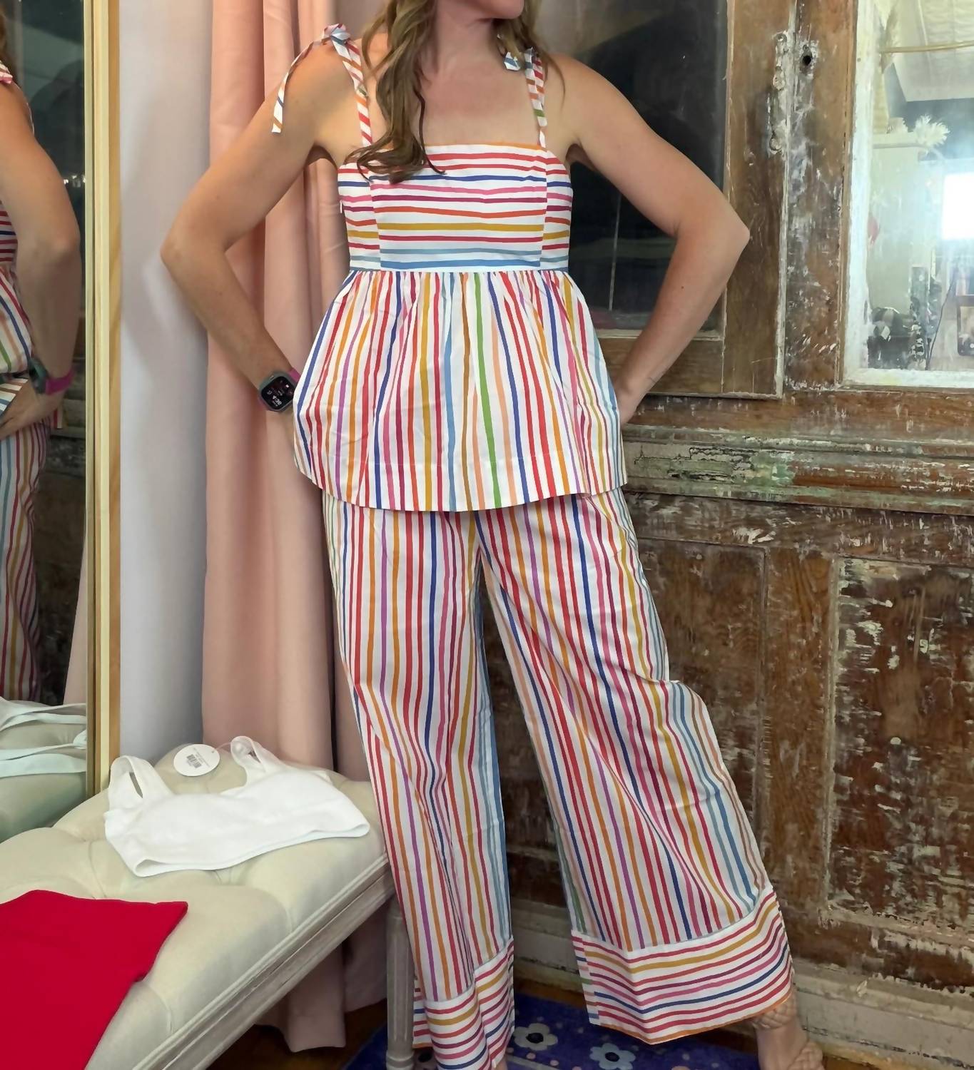 Pinch - Stripe Tie Strap Tank Top