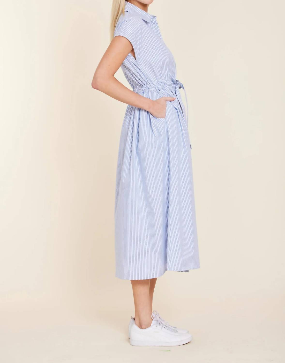 Dolce Cabo - Poplin Belted Shirt Midi Dress