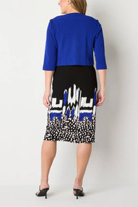 Maya Brooke - Abstract Print Cropped Jacket Dress