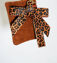 Most Wanted - Women's Suede Wristlet with Bow & Loop Charms Set - 3-piece