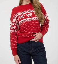 Blu Pepper - Bow And Heart Jacquard Sweater