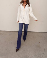 Cozy Co. - Cableknit Lace Up Sweater