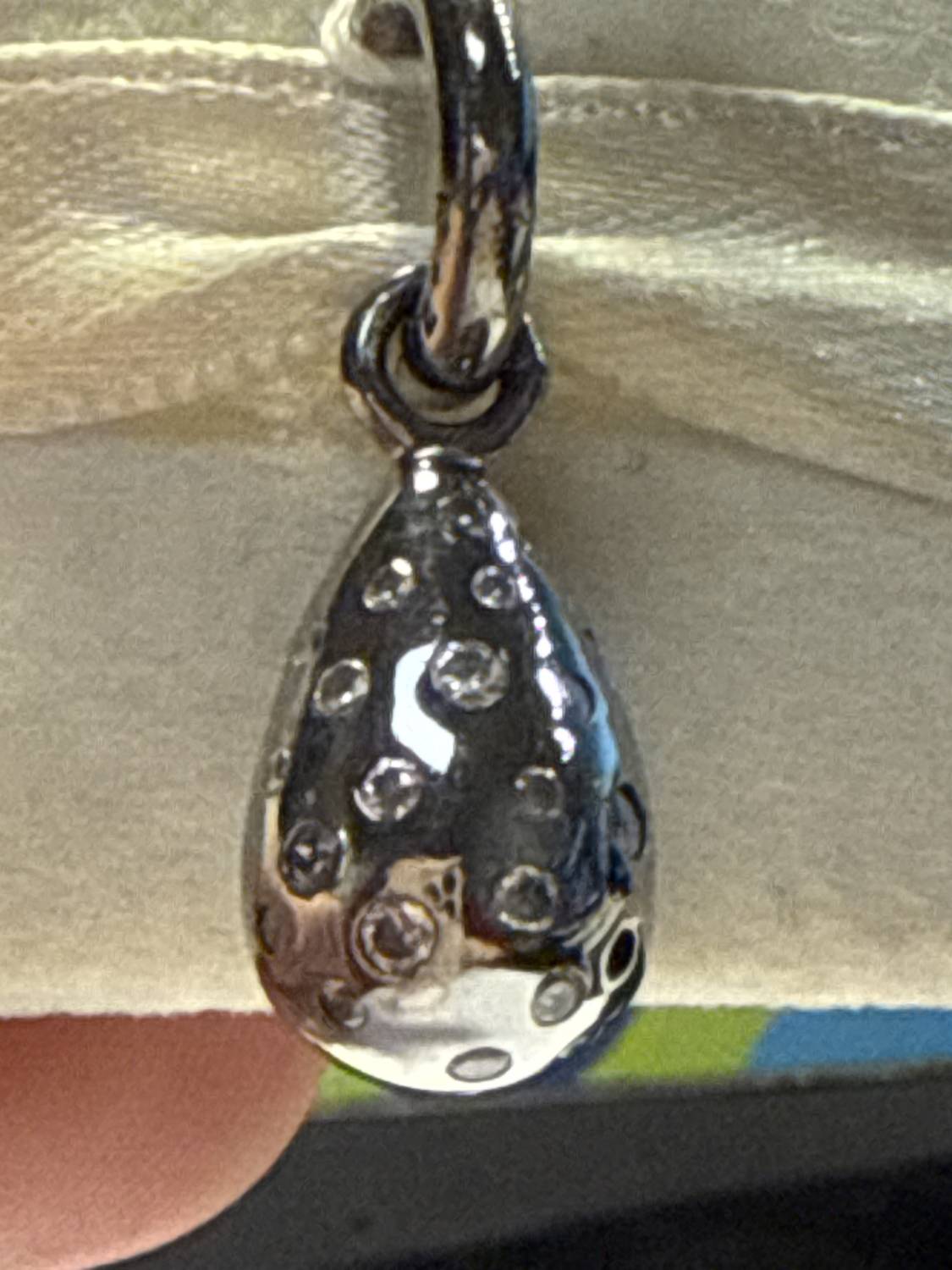 Story Jewellery - Women's Rhodium Plate Diamond Drop Charm