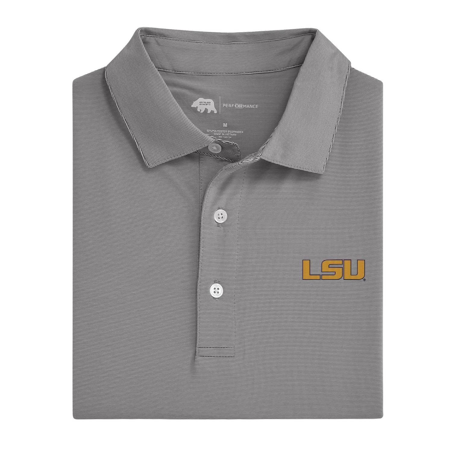 Onward Reserve - Men's Hairline Stripe LSU Performance Polo