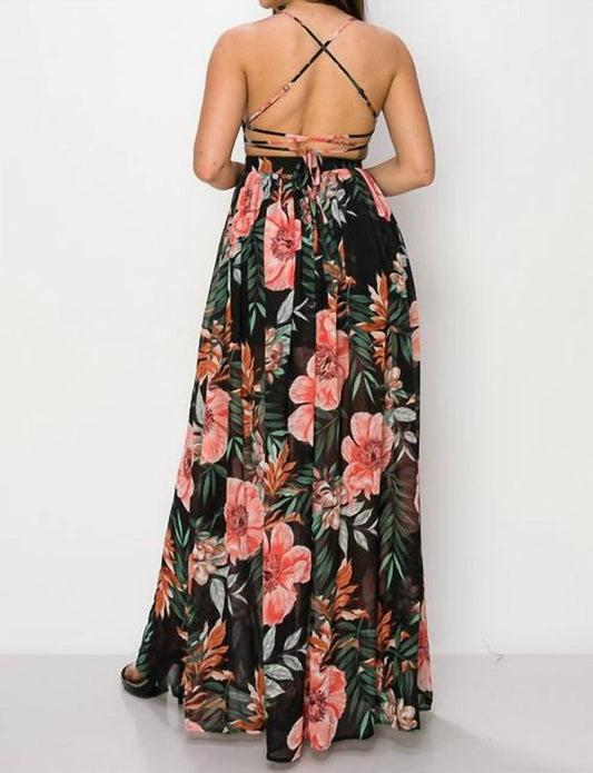 Miss Avenue - Chiffon Cut Out Waist Maxi Dress