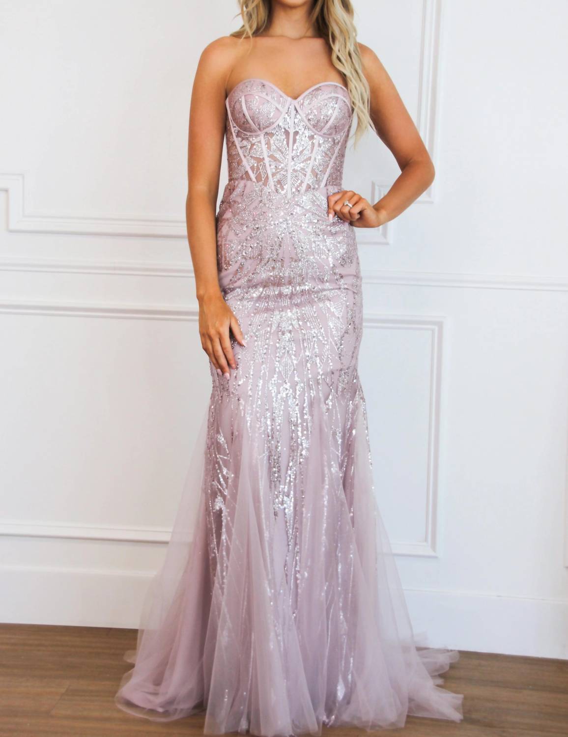 Cinderella Divine - Athena Sparkly Bustier Mermaid Formal Dress