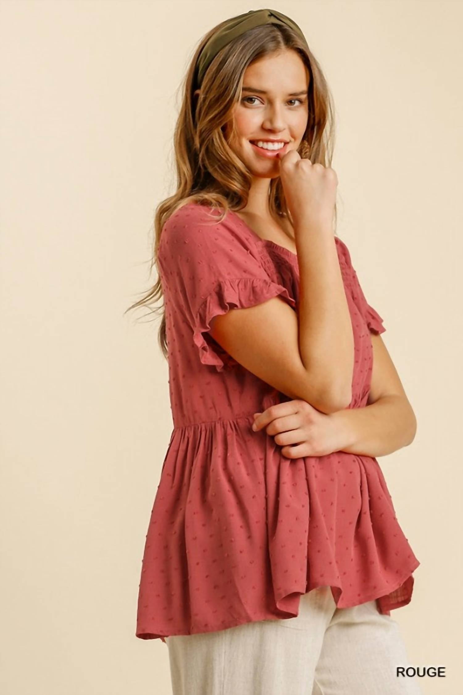 Umgee - Babydoll Swiss Dot Top