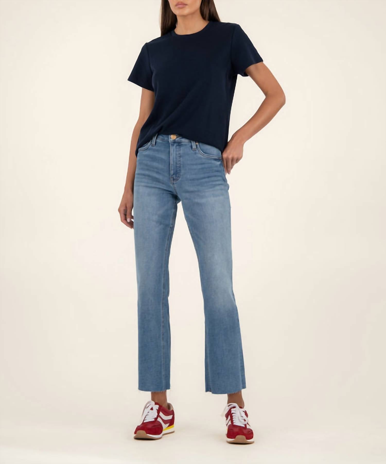 KUT FROM THE KLOTH Remington Scoop Neck Top in navy - women's t-shirt