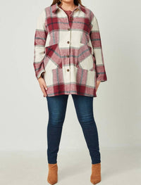 Hayden La - Plaid Button Up Patch Pocket Jacket - Plus