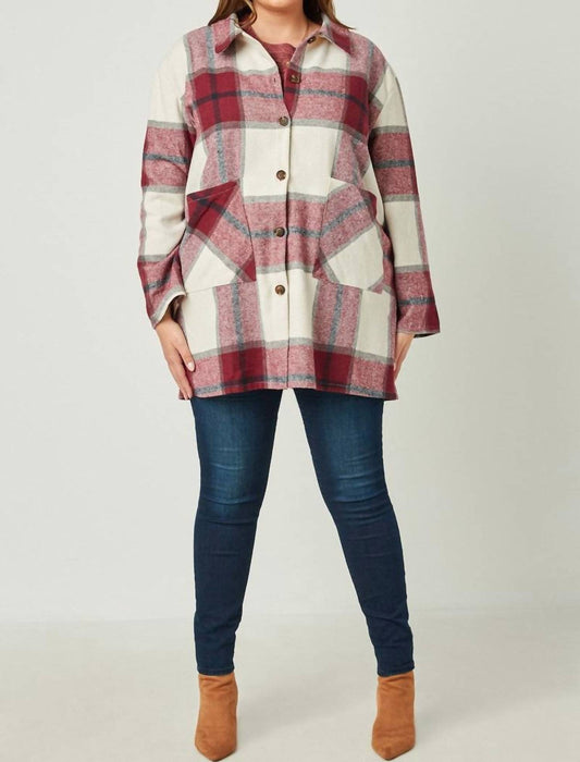 Hayden La - Plaid Button Up Patch Pocket Jacket - Plus