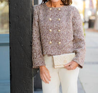 voy Tweed Double Breasted Jacket in brown - women's jacket