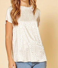 Short Sleeve Satin Leopard Top