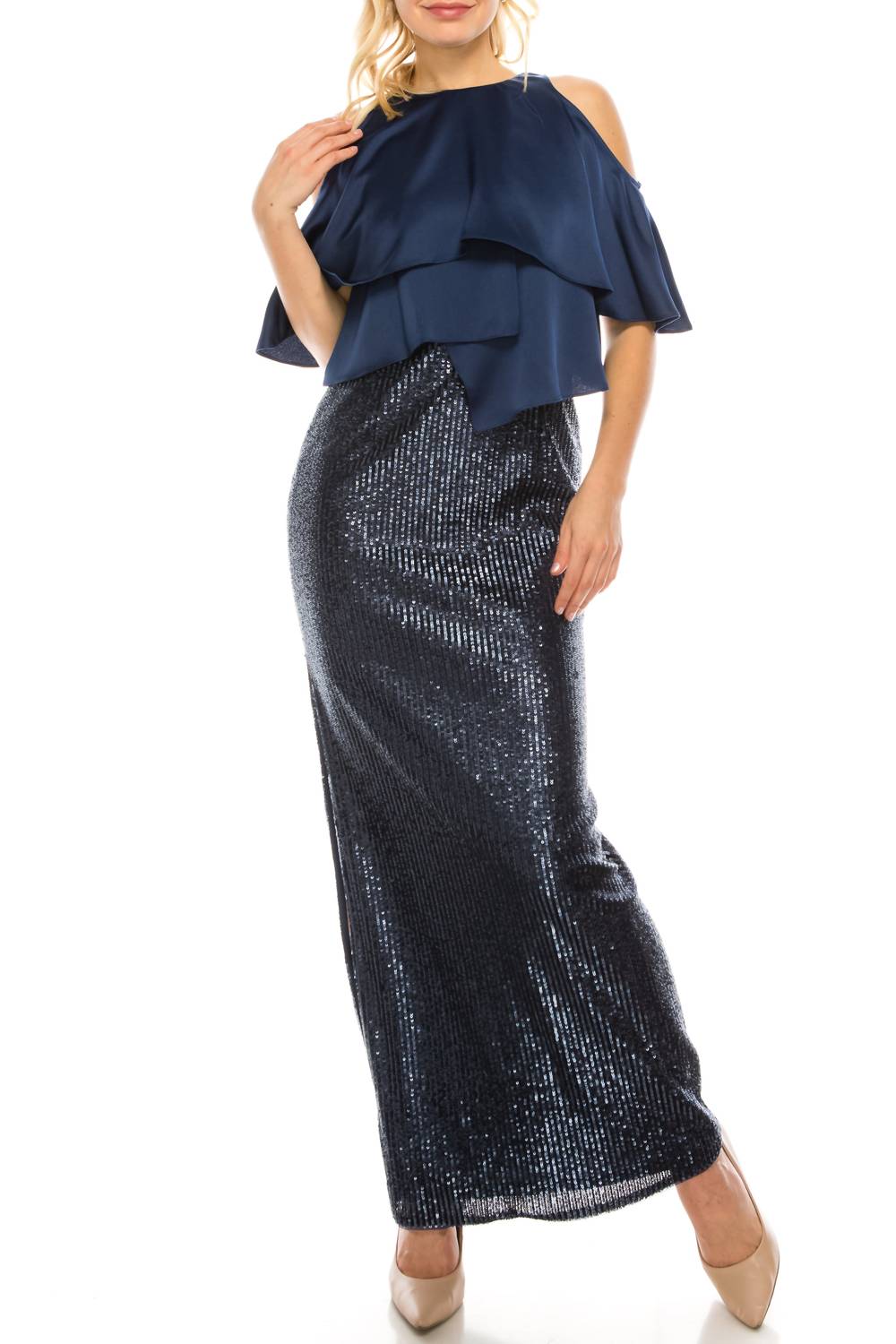 Aidan Mattox - Cold Shoulder Embellished Dress
