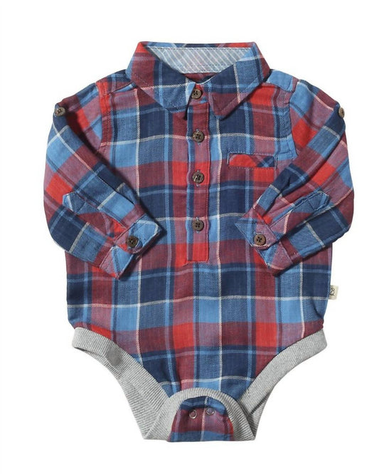 Me & Henry - Boys Jasper Woven Plaid Onesie