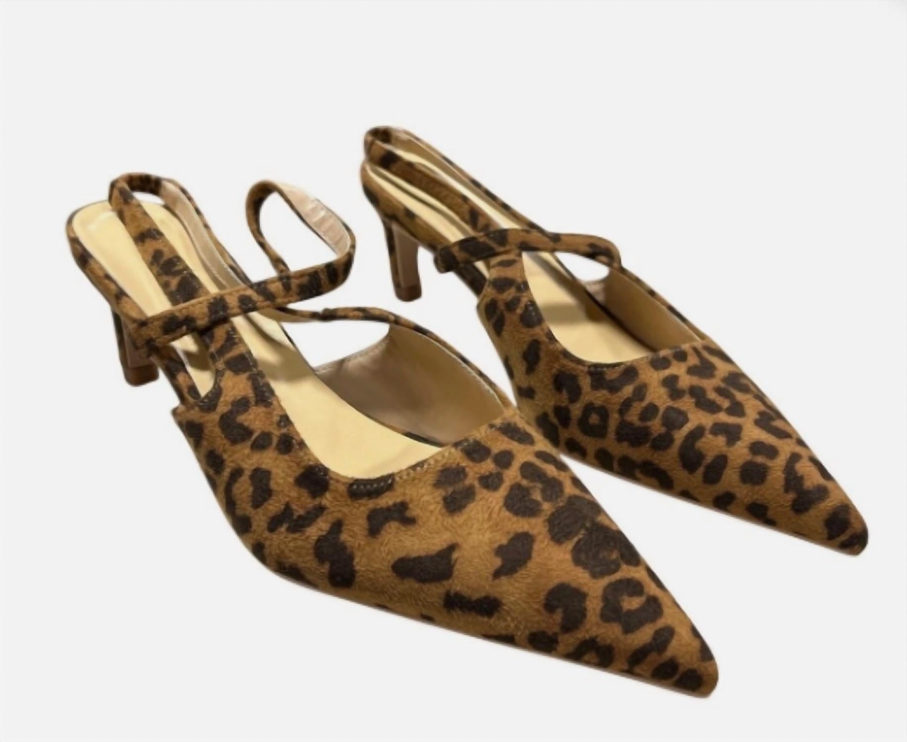 C.Paravano - Women's Leopard Spot Slingback 2.75" Kitten Heel