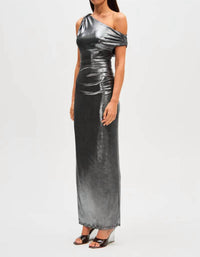 MISHA Nyra Metallic Gown in silver - women's dress - view 4