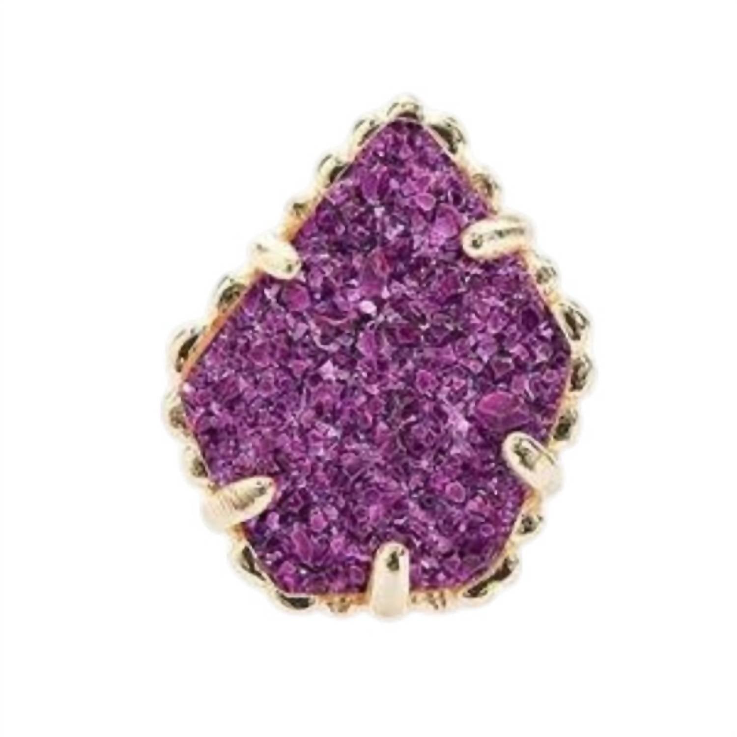 Kendra Scott Women's Tessa Stud Earrings in gold amethyst drusy - women's jewelry - detail view