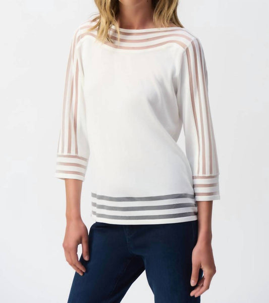 Joseph Ribkoff - Mesh Stripe Detail Top
