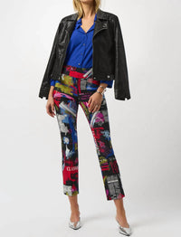 Joseph Ribkoff Foiled Faux Suede Moto Jacket in black - women's jacket - alternate view