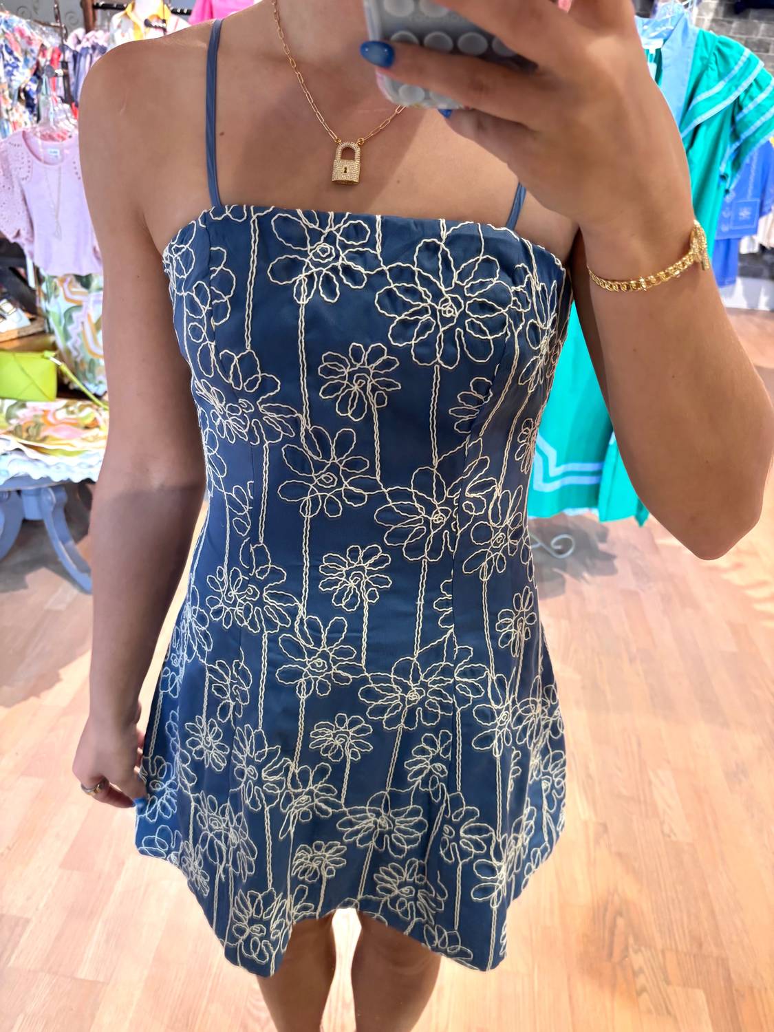 Baby Pink - Embroidered Flower Mini Sundress
