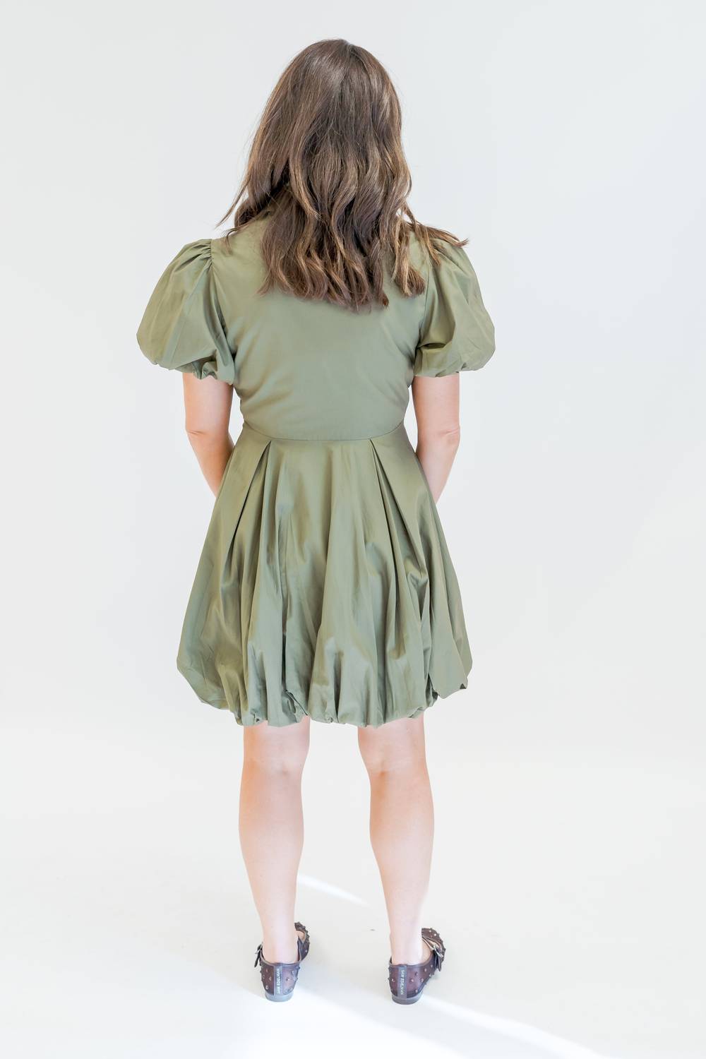 Aureum - Bubble Hem Mini Shirt Dress