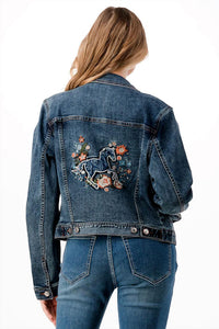 Grace In La - WOMEN'S HORSE FLORAL EMBROIDERY JACKET