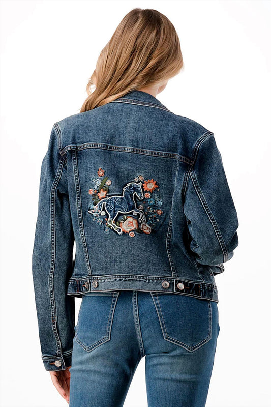 Grace In La - WOMEN'S HORSE FLORAL EMBROIDERY JACKET