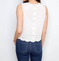 Charlie B - Linen Blend Scalloped Top