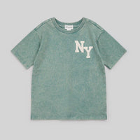 Miles Baby Boys Acid Wash Short Sleeve Tee in teal - kids' t-shirt - detail view