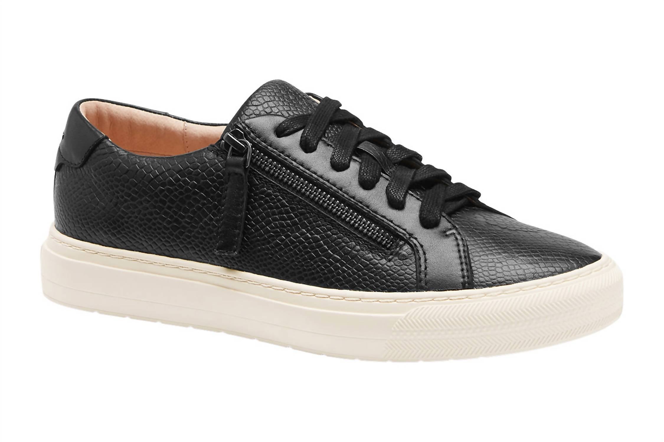 FRANKIE4 Women's Billie Zip Sneaker in black reptile - women's sneaker - detail view
