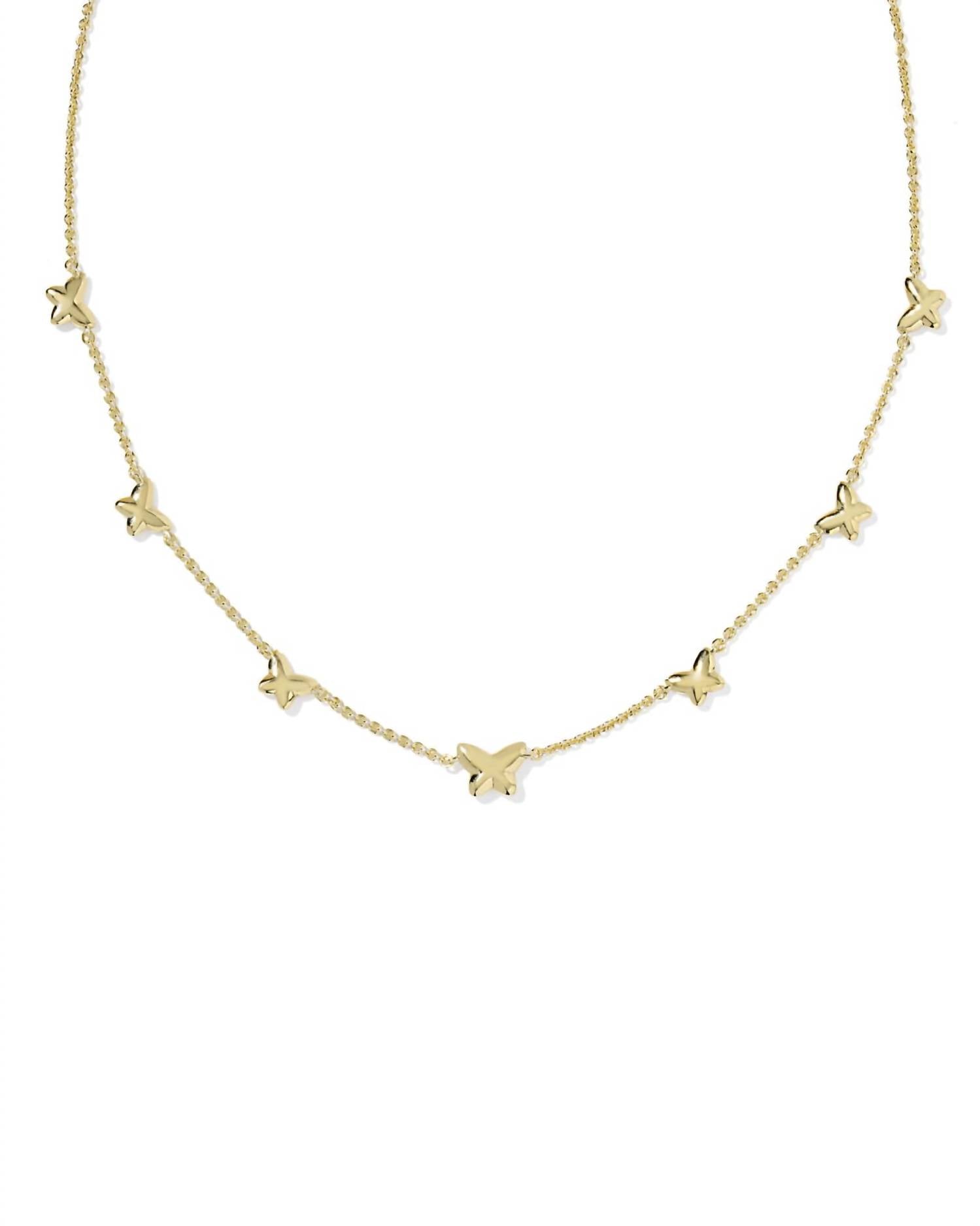 Kendra Scott Women's Lillia Butterfly Strand Necklace in gold pink enamel - women's jewelry - alternate view