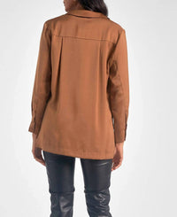 Elan - Button Down Top Side Slit Blouse