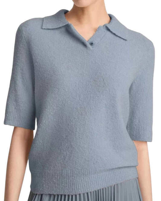 Vince - SOFT BOUCLE SILK BLEND POLO TOP