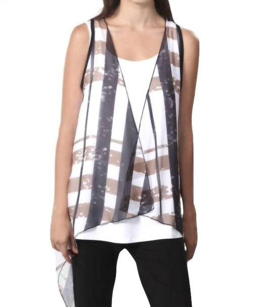 Plaid Grid Waterfall Vest