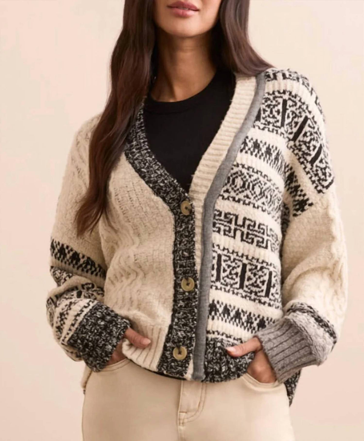 Tribal - Women's Button Front Sweater Cardigan
