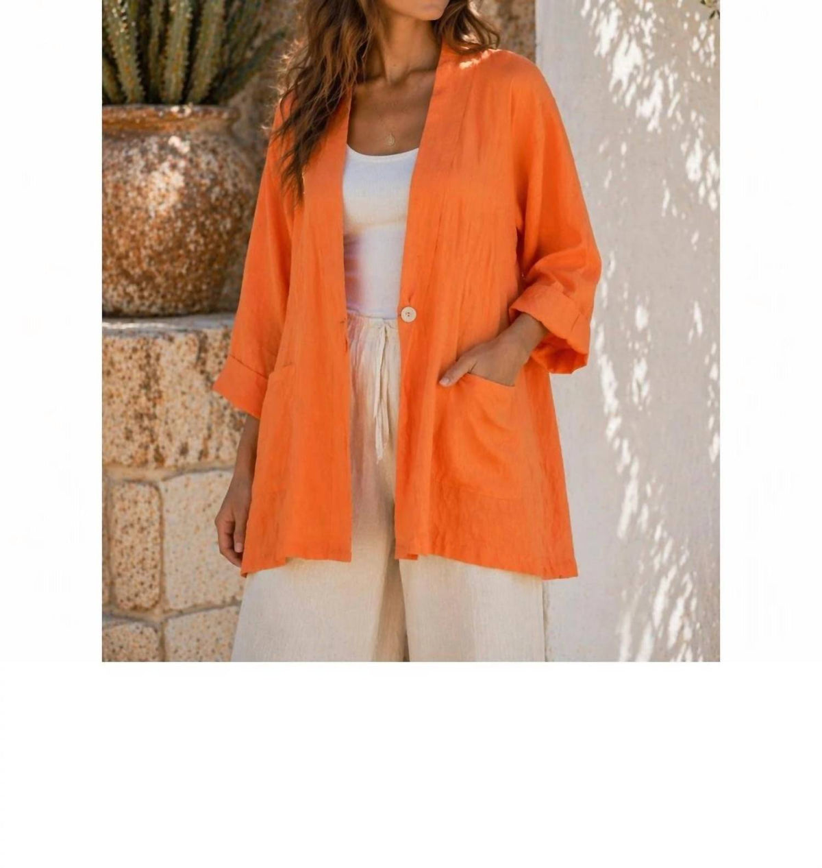 Tempo Paris - Linen Oversized One Button Jacket